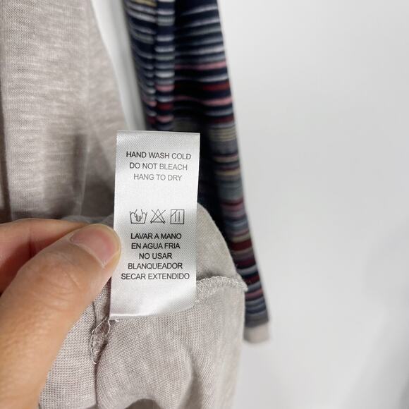 New Doe & Rae Medium Heather Gray Striped Raglan Long Sleeve Tee Tshirt Top Crew - Picture 9 of 9